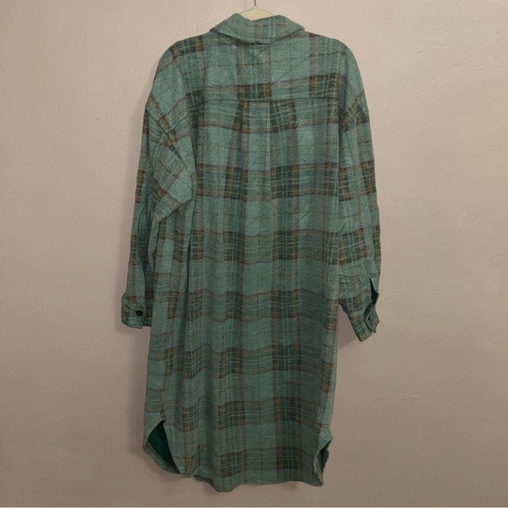 We The Free Sage Green Plaid Long Shacket - Picture 3 of 4